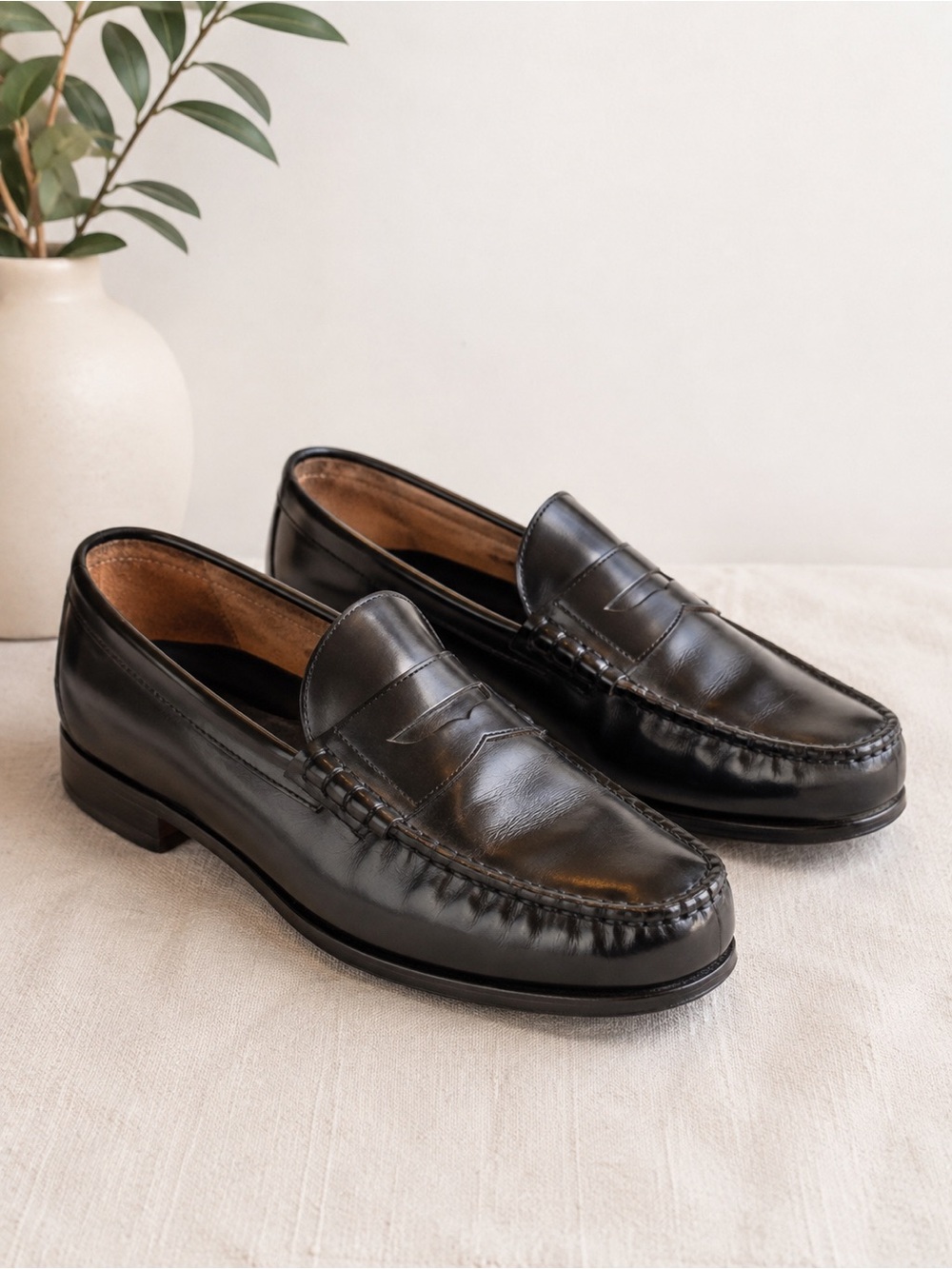 Vintage Towncraft J.C. Penney Men’s Black Leather Penny Loafers Shoes SIZE 10.5